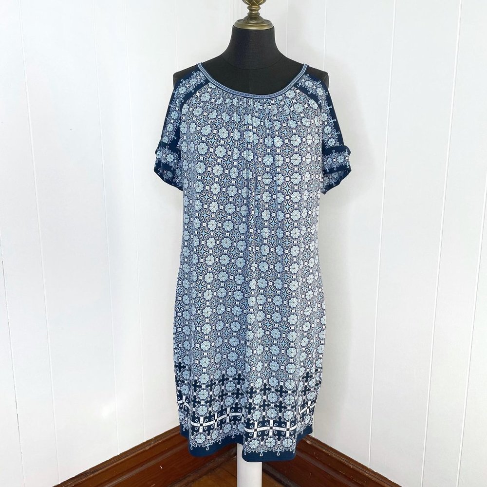 Max Studio Cold Shoulder Casual Shift Dress Size Large